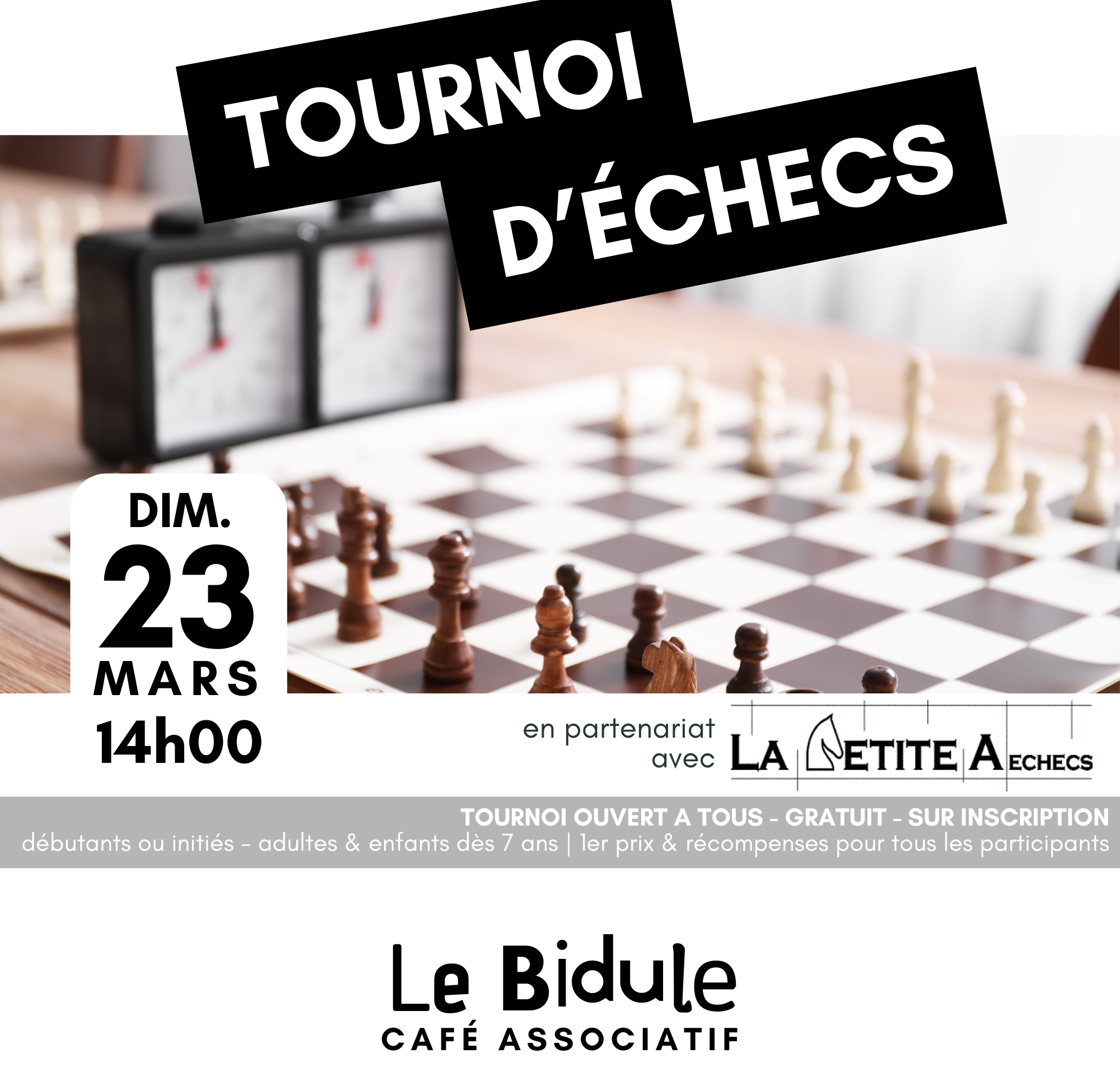 Tournoi d’échecs au Bidule Café de Nogent l’Artaud